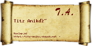 Titz Anikó névjegykártya
